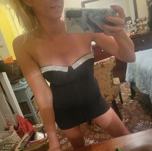 Black dress with sparkles at the top.